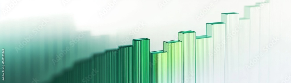 Obraz premium Abstract financial growth chart showing increasing trends in green hues.