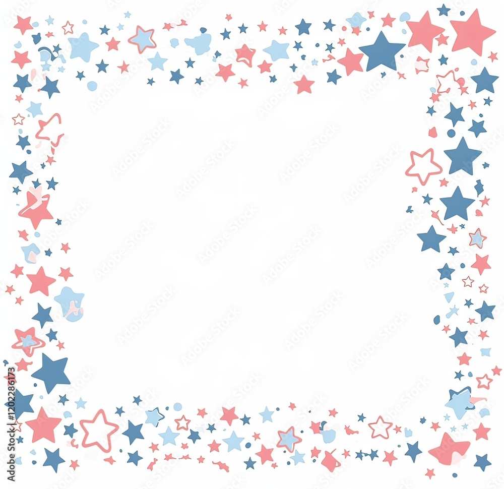 Red, white, and blue rectangular frame with stars Red, white, and blue rectangular frame with stars