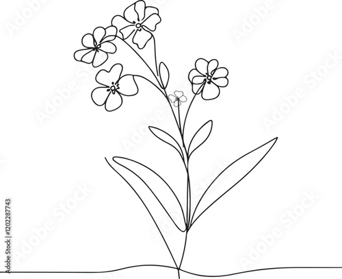 Stunning Forget-Me-Not Line Drawing Vector - Floral Art for Creative