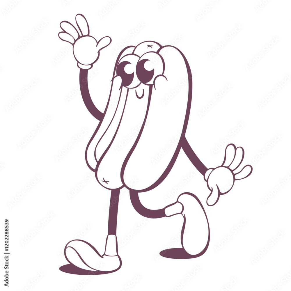 Retro groovy hot-god line art mascot, funky 70s character Retro groovy hot-god line art mascot, funky 70s character