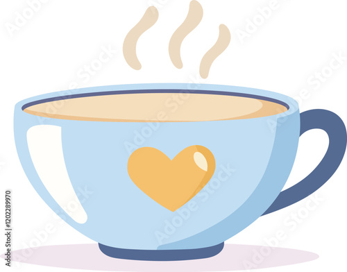 Heartwarming Coffee Cup in Minimal Flat Design Vector Art