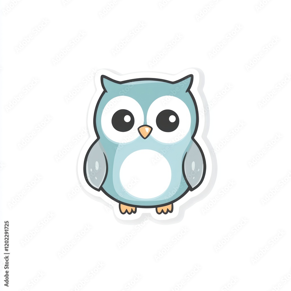 Cute cartoon owl illustration, white background, children's book, sticker Cute cartoon owl illustration, white background, children's book, sticker