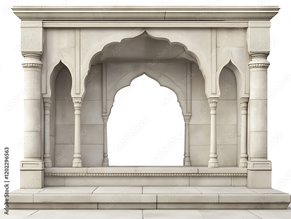 Fototapeta premium Elegant White Marble Archway Structure with Pillars