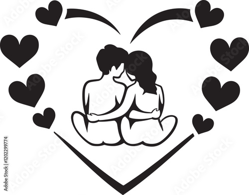 A Couple Silhouette Vector Illustration of Valentine's Day Design for Love Theme, girlfriend and boyfriend