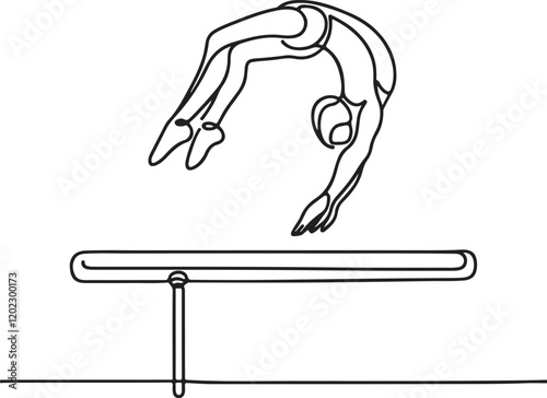 Minimalist Gymnast Vector Art - Backflip on Balance Beam