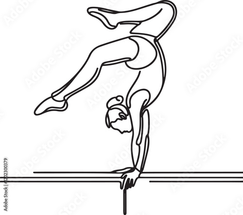 Minimalist Gymnast Vector Art - Backflip on Balance Beam