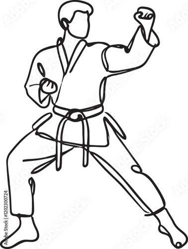 Karate Fighter Sparring Pose with Fists Vector Art