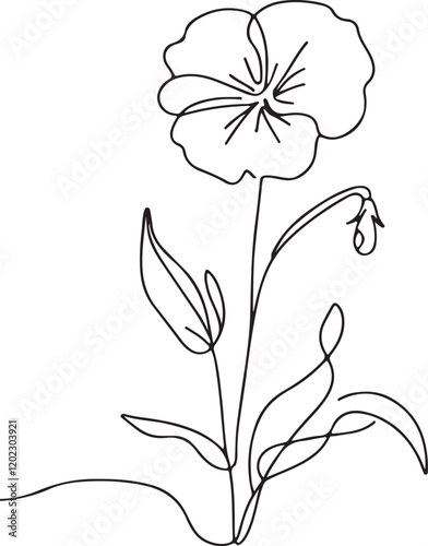 Minimalist Sweet Pea Flower Line Drawing Vector Illustration
