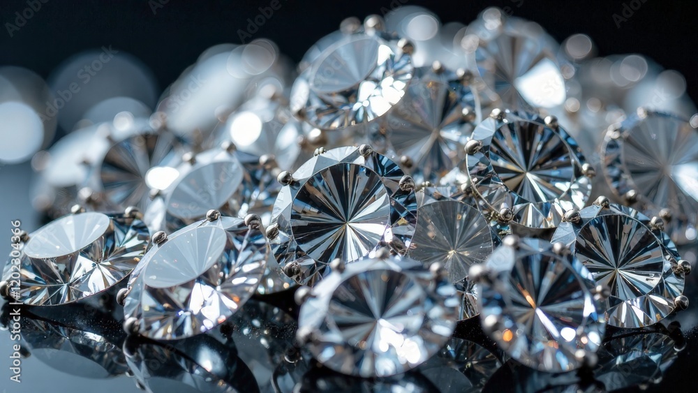 White diamonds in rays of light. White diamonds in rays of light.
