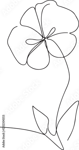 Minimalist Sweet Pea Flower Line Drawing Vector Illustration