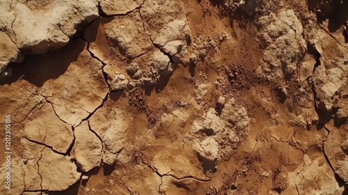 Dried, cracked earth, arid landscape texture. photo