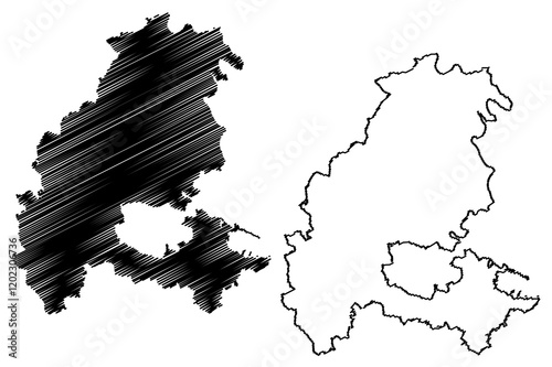 Kassel district (Federal Republic of Germany, rural district Kassel region, State of Hessen, Hesse, Hessia) map vector illustration, scribble sketch Schwalm Landkreis Kassel map