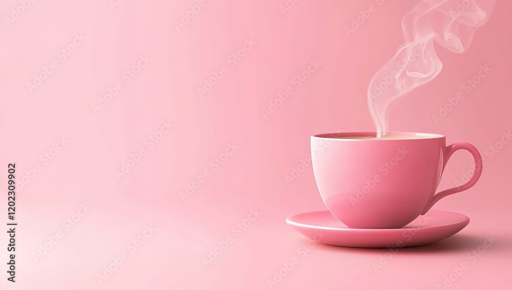 Photo of a pink cup with steam rising from it on a solid background, representing the warmth and energy associated with coffee. Photo of a pink cup with steam rising from it on a solid background, representing the warmth and energy associated with coffee.