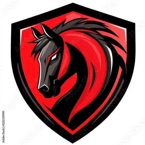 Wallpaper Mural Red and black horse head in shield; mascot design, gaming, logo Torontodigital.ca