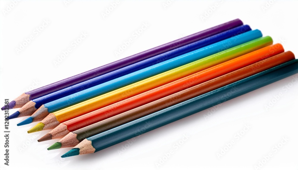 colourful pencils isolated on white history colourful pencils isolated on white history