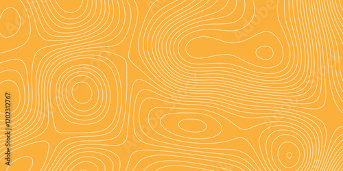 White wave topography curved reliefs orange background of the geographic abstract grid map, topographic map and landscape terrain texture abstract white contour vector background.