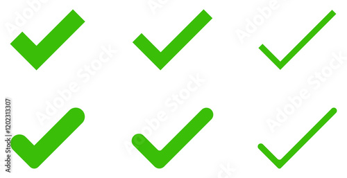 Free Download Set of check mark vector icons green color. Approve tick symbol. Tick mark signs. Accept okay symbol for improvement. Correct vote choice sign symbol. Flat design. Vector illustration. - GFXLoad