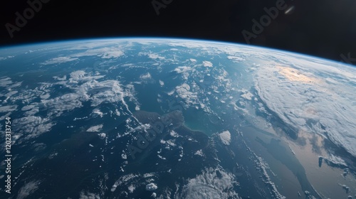 View of Earth from Space with Glowing Horizon photo