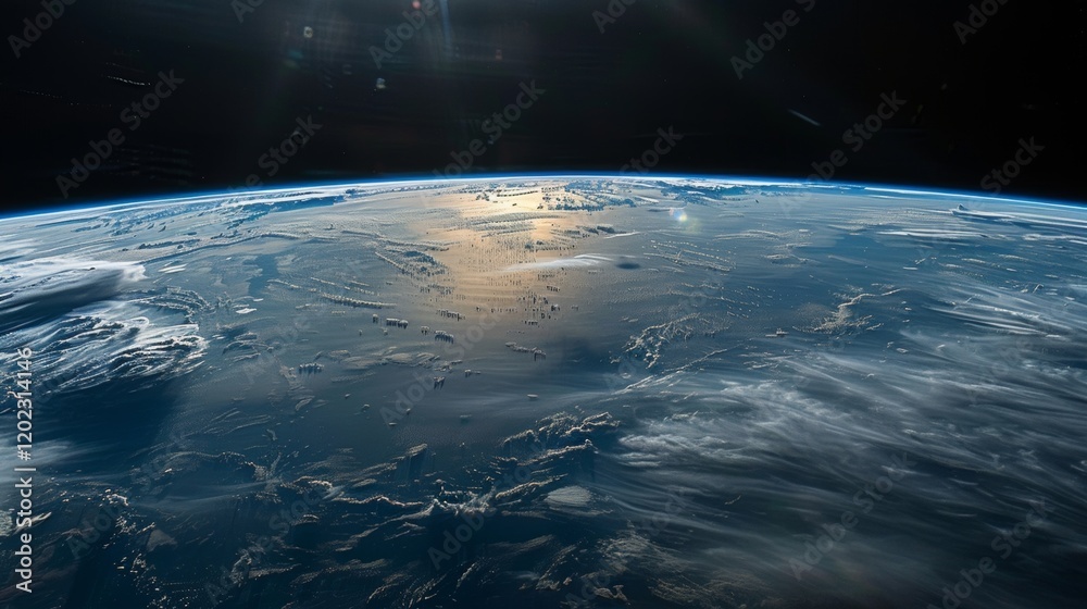 Fototapeta premium View of Earth from Space with Glowing Horizon