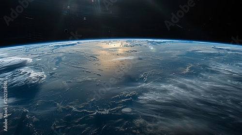View of Earth from Space with Glowing Horizon photo