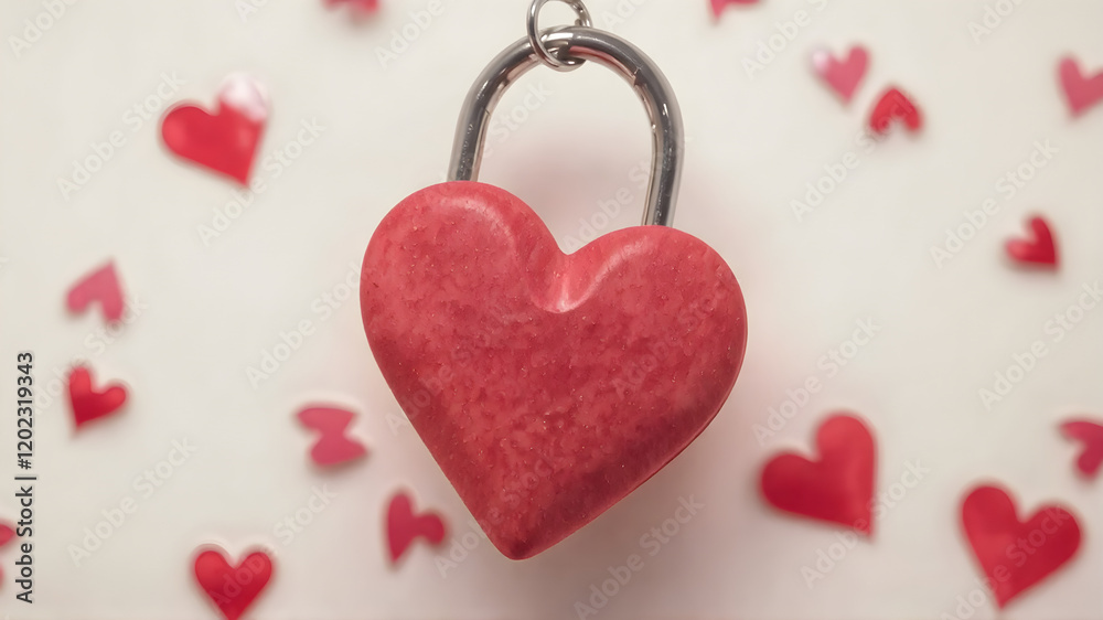 Fototapeta premium heart with a key on a chain