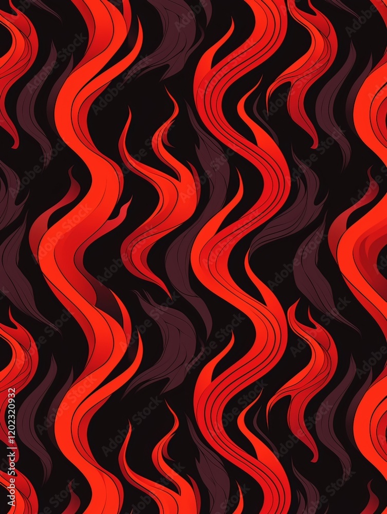 Fiery Flame Texture with Red Smoke on Black Background Fiery Flame Texture with Red Smoke on Black Background