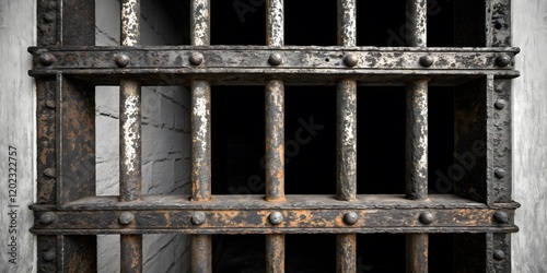 Rusty Prison Bars with Grunge Texture and Dramatic Lighting V1
