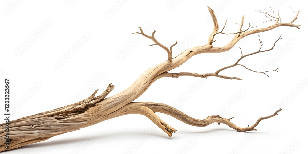 Fototapeta premium Weathered Driftwood Branch with Intricate Twisting Form V2