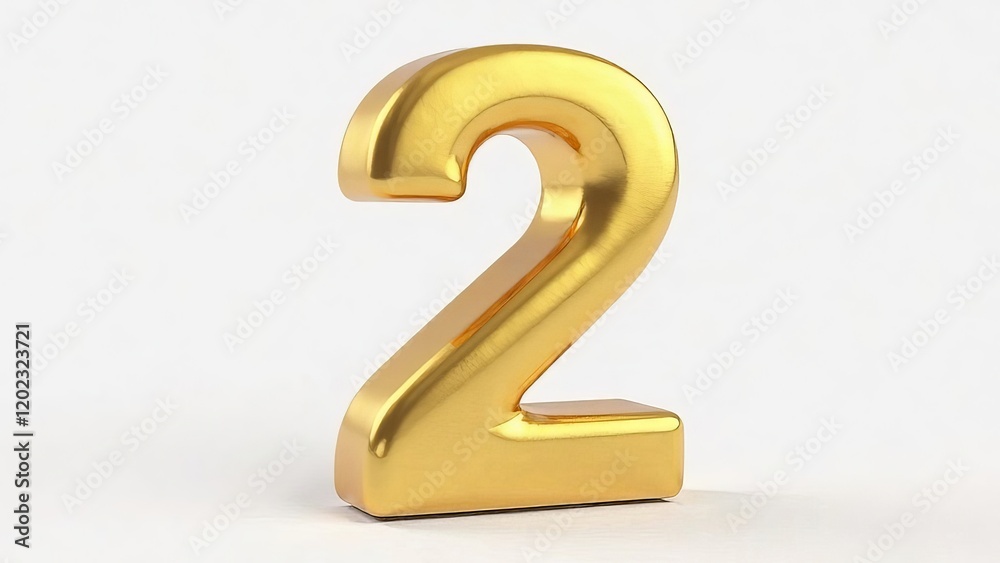 Golden number 2 on a white background. Golden number 2 on a white background.