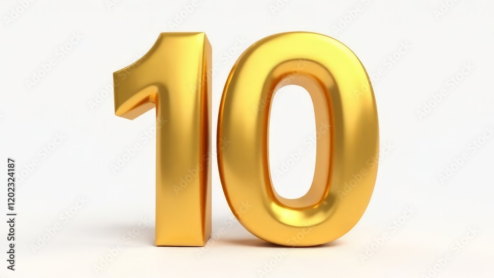 Golden number 10 on a white background.