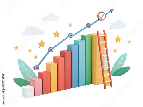 Colorful 3D graph: achieving success and reaching goals photo