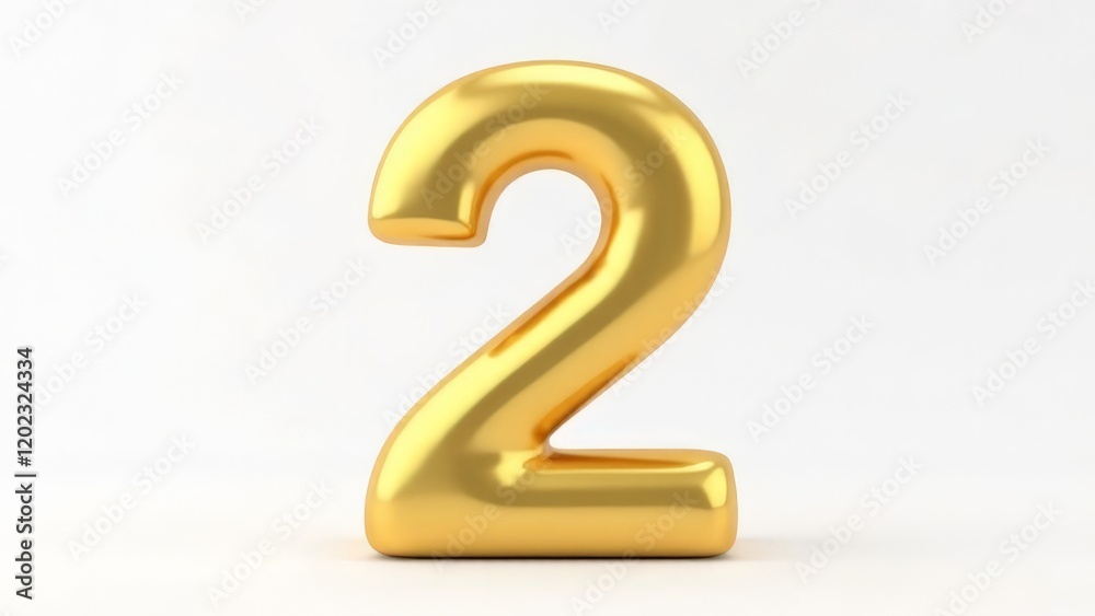 Golden number 2 on a white background. Golden number 2 on a white background.