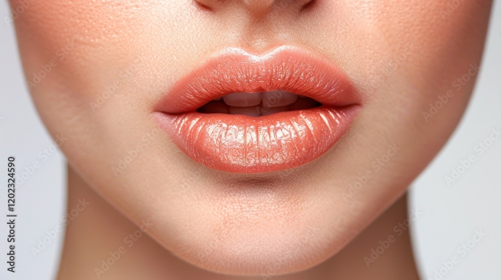 Fototapeta premium Beautiful Female Lips Close-up with Professional Makeup