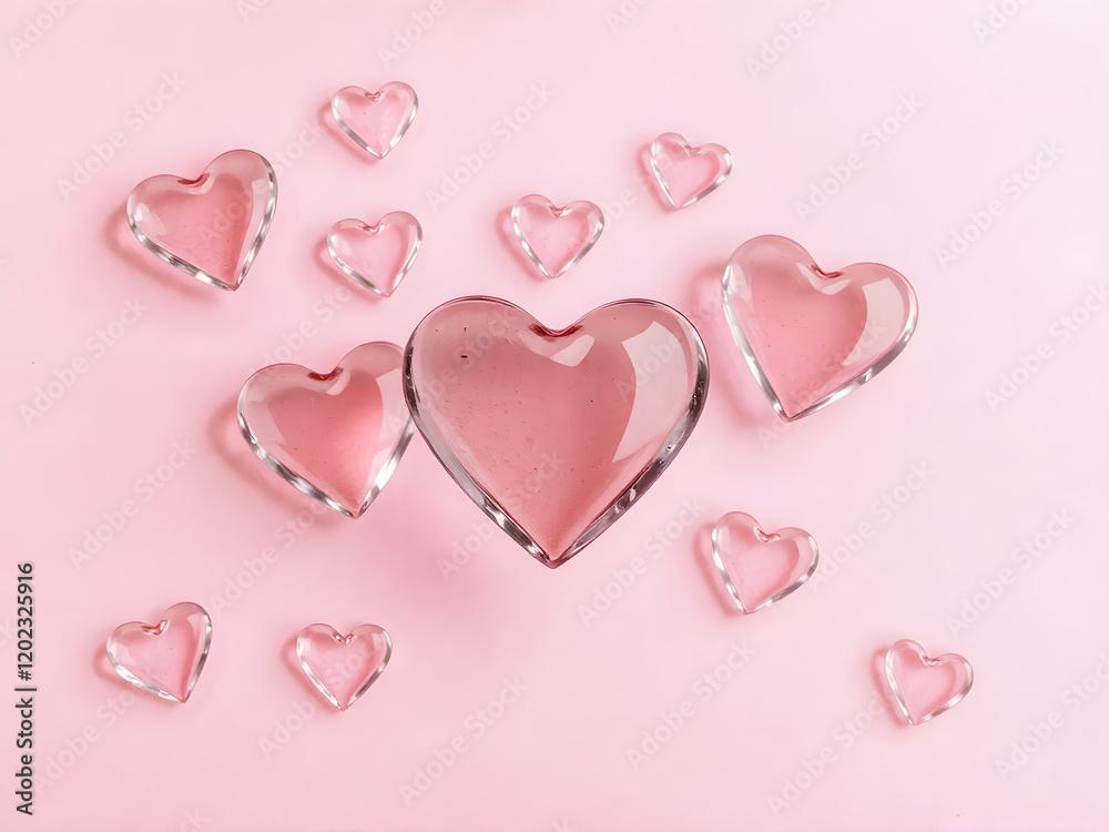 pink hearts on a wooden background pink hearts on a wooden background