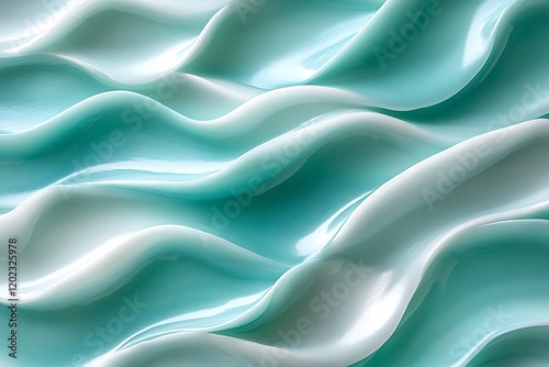 Abstract Teal and White Wavy Cream Texture