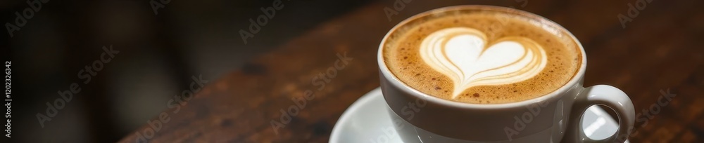 Perfectly poured cappuccino with heart design , autumn, art Perfectly poured cappuccino with heart design , autumn, art