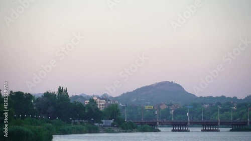 the city of Donetsk against the background of the territories of Donbass