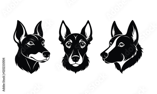 Minimalist Dog head-vector-silhouette Illustrations.