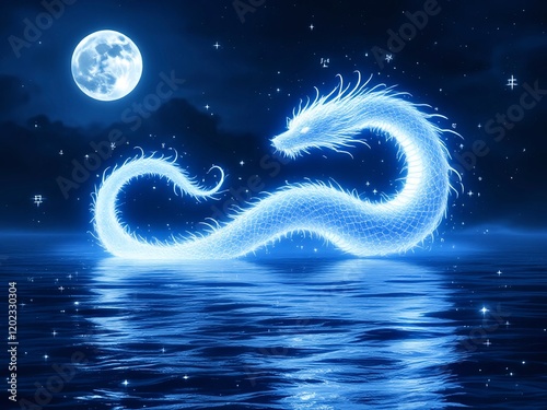  Moon over water. In the lake resides the spirit of a white snake, practicing Daoist magical arts in the hope of attaining immortality after centuries of training and refinement.