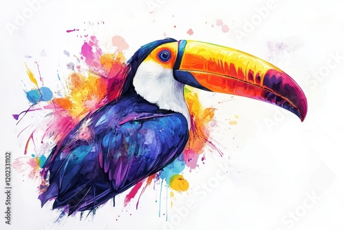 Colorful abstract painting of a toucan bird photo