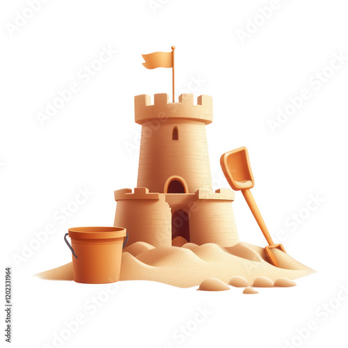 Summer fun building sandcastles beach digital art sunny environment playful viewpoint creativity unleashed