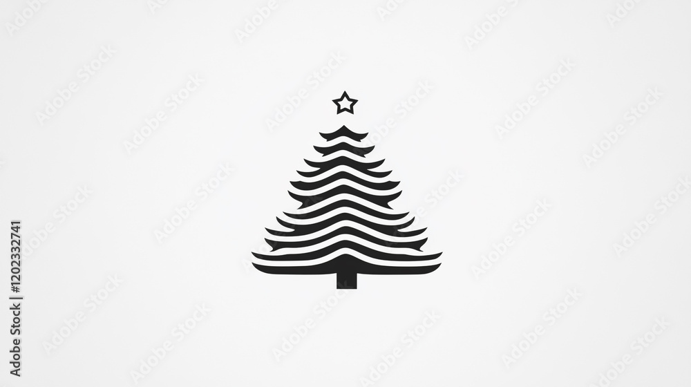 Minimalist black Christmas tree with star on top for festive decorations Minimalist black Christmas tree with star on top for festive decorations