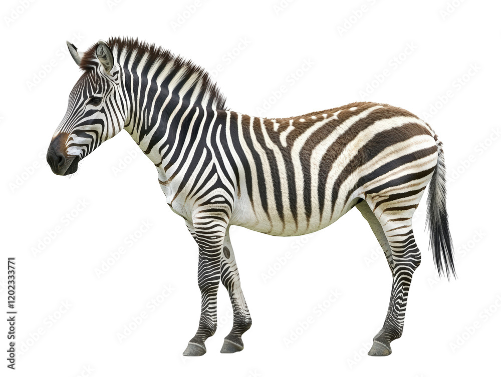 Fototapeta premium Isolated Zebra with Brown Stripes