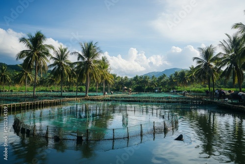 Tropical Fish Farm Coastal Lagoon Idyllic Setting