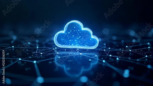Glowing Blue Cloud Computing Network Digital Data Storage Abstract Concept