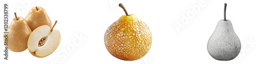 Pear periphery culinary isolated on transparent background, Set of