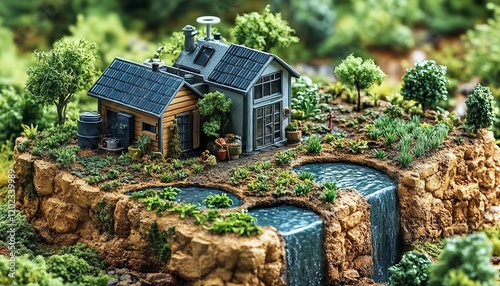 sustainable irrigation setup recycling greywater for crops, complete with IoT monitoring, Recycled Water Drip Irrigation System photo