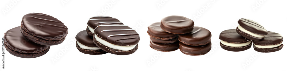 Peppermint patties isolated on transparent background, Set of Peppermint patties isolated on transparent background, Set of