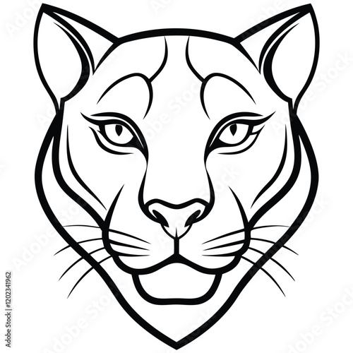 A sleek and mysterious panther head drawn in modern line art style, featuring smooth curves and sharp angles to embody stealth and power.