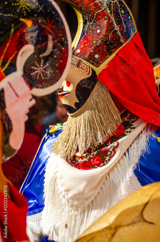 traditional mask of the carnival of Xinzo de Limia: the Pantalla. Ourense. Galicia. Spain photo